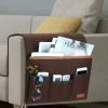 Sofa Armlænsorganisator, Armstol Opbevaringspose med 5 Lommer, Stolebetræk til Fjernbetjening, iPad, Magasin, Briller (Brun), af DEBUNS
