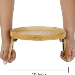 Sofa Armlænstray, 25cm, Træ Sofa Tray til Mad og Drikke, Foldbar Armlænstray, Klips-på Sofa Tray, Sofa Tray til Drikkevarer, Snacks, Magasin