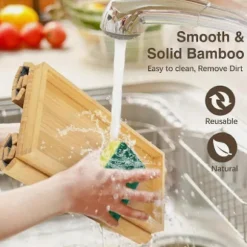 Sofa Armlæsbakke, Sofakopholder, Bambusbakke med Kopholder, Bambus Sofakopholderbakke - WELLNGS