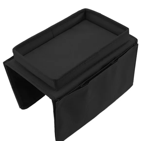 Sofa Bakke Armlæn Opbevaringsholder Bord 600D Oxford stof sidelommer til sofa Sort