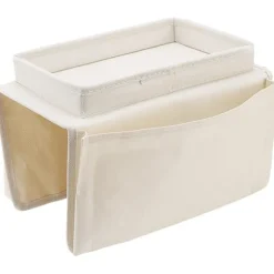 Sofa Bakke Bordklemme på Sidebord, Sammenklappeligt Sofa Armbordsbord Aftagelig Armlænsbakke til Spisning og Drikke-FS- beige