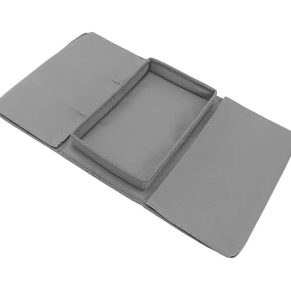 Sofa Bakke Bordklemme på Sidebord, Sammenklappeligt Sofa Armbordsbord Aftagelig Armlænsbakke til Spisning og Drikning grå-FM- gray