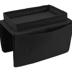 Sofa Bakke Bordklemme til Sidebord, Sammenklappeligt Sofa Armbordsbord Aftagelig Armlænsbakke til Spise og Drikke Sort-FM- black