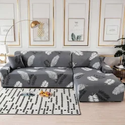 Sofa betræk, strækbart sofa betræk jacquard sofa beskytter (fjer, 1 personers sofa betræk: 90-140cm)