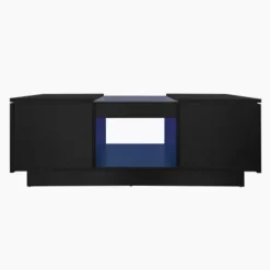 Sofa bord med app-styring & LED-belysning, 2 skuffer, glasplade | Sort, 100x50x35,5 cm | Moderne stuebord Black