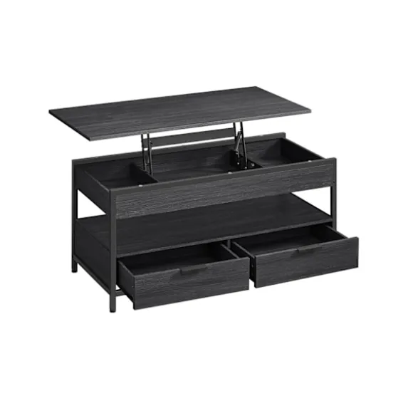 Sofa Bord, Stuebord, med Opbevaringsskuffer, Koksgrå og Blæksort
