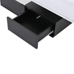 Sofa bord 70x70 cm med 360° roterende top & 3 skuffer - dobbeltlagsdesign, hvid/sort White+Black