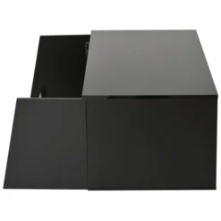 Sofa bord 100x50cm sort med LED-belysning, 2 skabe & skuffe, højglans, irregulært design Black