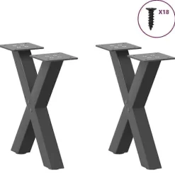 Sofa bordsben X-form 2 stk antracit 37x(30-31) cm stål-WELLNGS