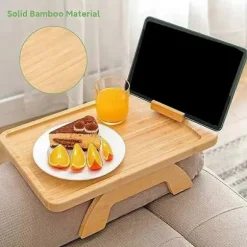 Sofa Clip-on Sidebord til Brede Sofaer Arm, Foldbart Sofabakke med 360° Roterende Telefonholder