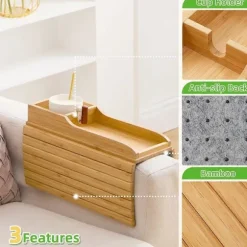 Sofa Kopholder, Sofa Drikkeholder, Naturlig Bambus Sofa Kopholder Armlænstray, Bærbar Sofa A