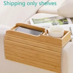 Sofa Kopholder, Sofa Drikkeholder, Naturlig Bambus Sofa Kopholder Armlæsbakke, Bærbar Sofa Armbakke Bord