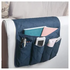 Sofa lænestol armlænsorganisator skridsikker caddy taske til sofa lænestol opbevaringstaske til telefon bøger magasiner tv-fjernbetjening blue