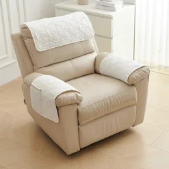 Sofa nakkestøtte pude armlæns pude 3-delt sæt med 8-tals opbevaringslomme lænestol armhåndklæde beige 3 Seat