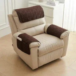 Sofa nakkestøtte pude armlæns pude 3-delt sæt med 8-tals opbevaringslomme lænestol armhåndklæde beige 3 Seat