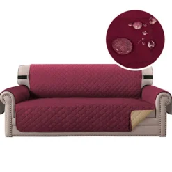 Sofa pude universal skridsikkert betræk vandtæt pletbestandigt kæledyrspude 3 sæder Wine red