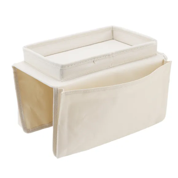 Sofabakke Foldbar Arm Opbevaringsholder Bord 600D Oxford Klud Sidelommer til Sofa Beige
