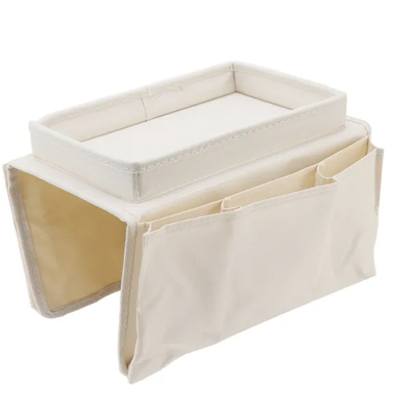 Sofabakke Foldbar Arm Opbevaringsholder Bord 600D Oxford Klud Sidelommer til Sofa Beige