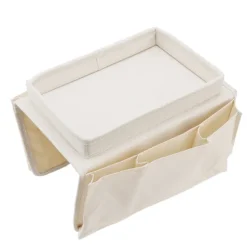 Sofabakke Foldbar Arm Opbevaringsholder Bord 600D Oxford Klud Sidelommer til Sofa Beige