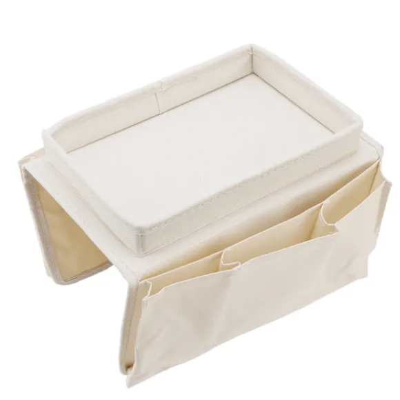 Sofabakke Foldbar Arm Opbevaringsholder Bord 600D Oxford Klud Sidelommer til Sofa Beige