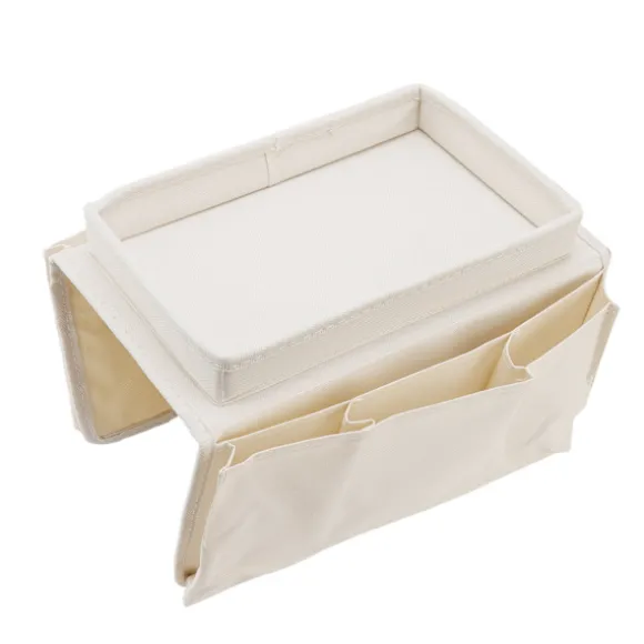 Sofabakke Foldbar Arm Opbevaringsholder Bord 600D Oxford Klud Sidelommer til Sofa Beige