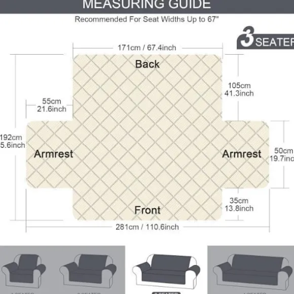Sofabetræk - DARMOWADE - 3-personers - Vandtæt - Polyester - Mørkegrå Dark Gray