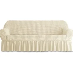 Sofabetræk - 3-personers - HONTTOR - Holdbart - Høj elasticitet - Størrelse L - Beige