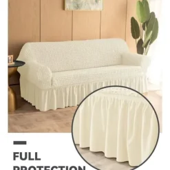 Sofabetræk - 3-personers - HONTTOR - Holdbart - Høj elasticitet - Størrelse L - Beige