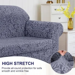 Sofabetræk 2-delt Jacquard Damask Betræk til 2 Hynder Strækbart Sofabetræk Møbelbeskytter Stolebetræk til Stue Børn, Kæledyr (Med