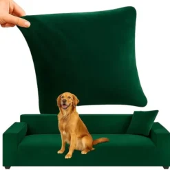 Sofabetræk hjørnesofa elastisk velour grøn 190-230 cm + 1 pudebetræk