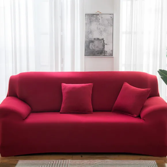 Sofabetræk 3-personers L-form Universal Sofakast, Blød Spandex, Skridsikker, Vaskbar, Elastisk Rem Sofabeskyttelse, Strækbar Sofabetræk Red Single seat (90–110 cm) | Fyndiq