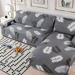 Sofabetræk, strækbart sofabetræk jacquard sofabetræk (fjer, 1-personers sofabetræk: 90-140 cm)