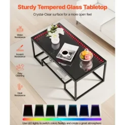 Sofabord - DUOKU - Firkantet - Tempereret Glas - Metal - 2 Niveauer