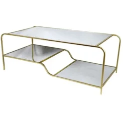 Sofabord - GLAM - Model - Guld - Træ - Spejl 120 cm Guld, vit