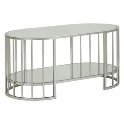 Sofabord – Sølvmetal, marmorlook, 90x50x45 cm