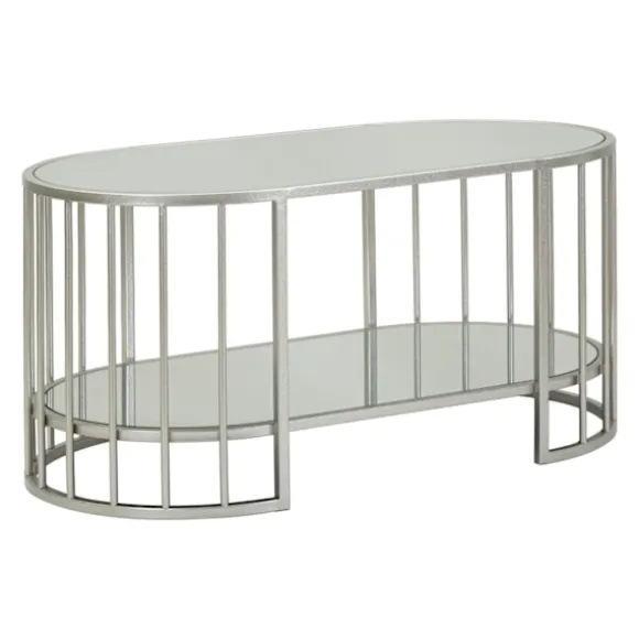 Sofabord – Sølvmetal, marmorlook, 90x50x45 cm