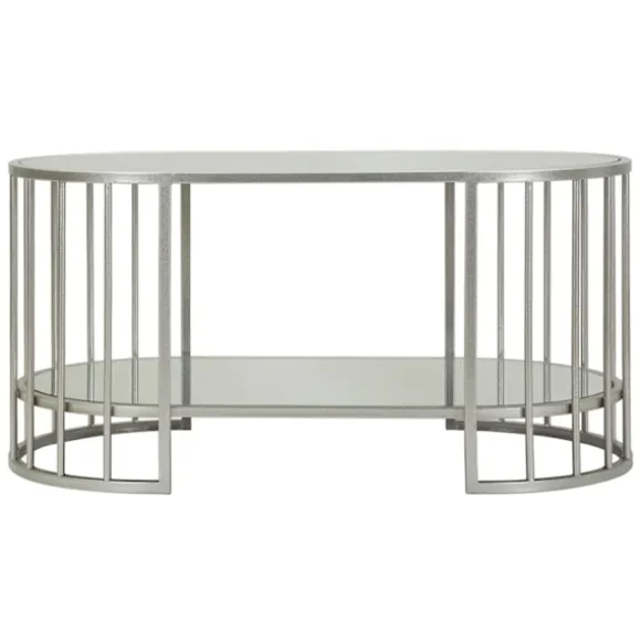 Sofabord – Sølvmetal, marmorlook, 90x50x45 cm