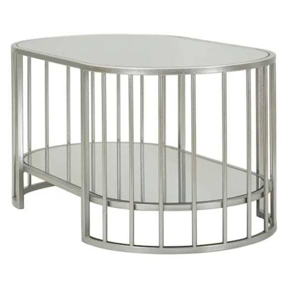 Sofabord – Sølvmetal, marmorlook, 90x50x45 cm