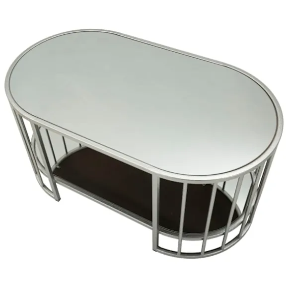 Sofabord – Sølvmetal, marmorlook, 90x50x45 cm