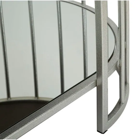 Sofabord – Sølvmetal, marmorlook, 90x50x45 cm