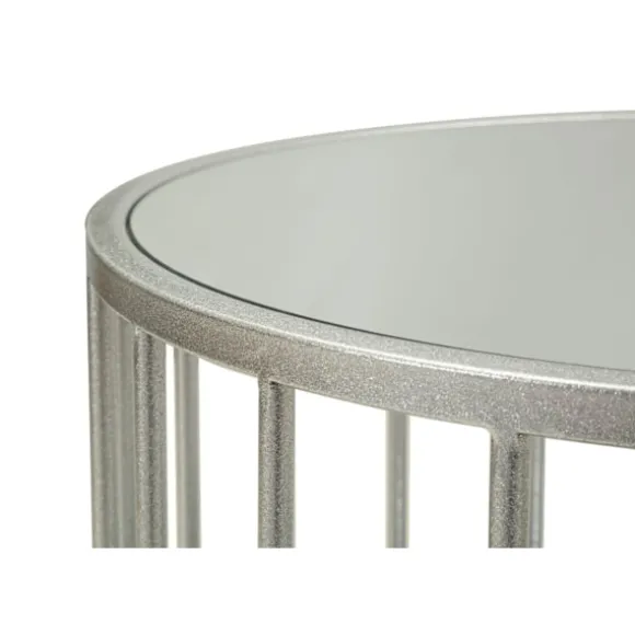 Sofabord – Sølvmetal, marmorlook, 90x50x45 cm