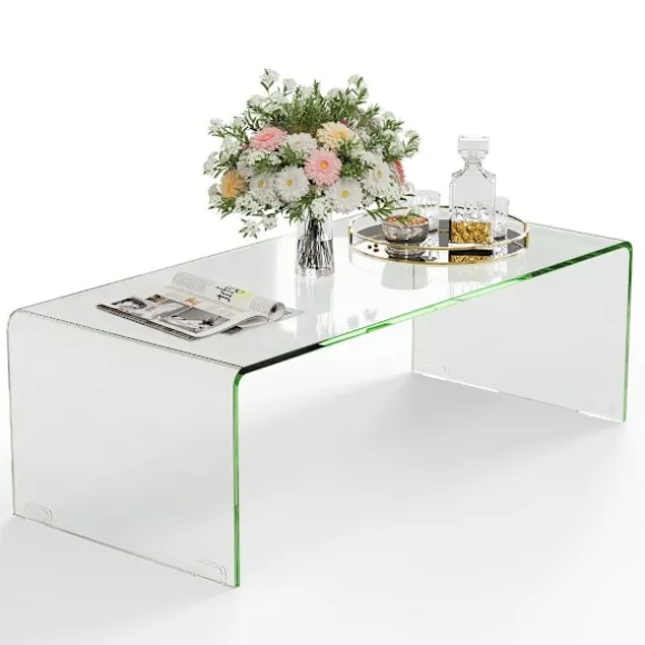 Sofabord glasbord U-formet sidebord lavet af hærdet glas 108 x 50 x 35 cm