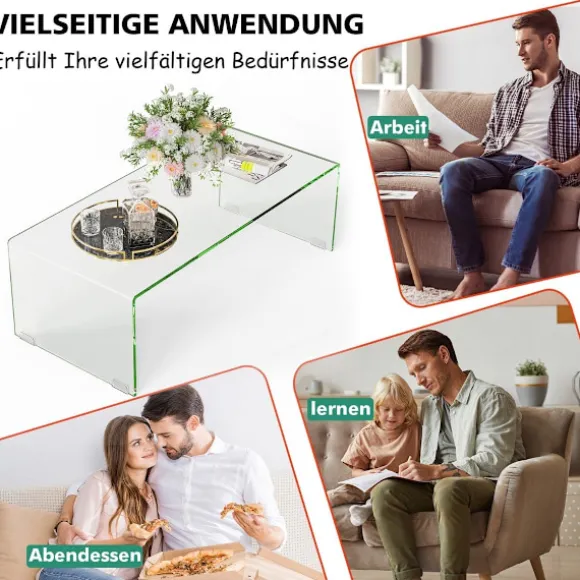 Sofabord glasbord U-formet sidebord lavet af hærdet glas 108 x 50 x 35 cm