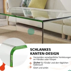 Sofabord glasbord U-formet sidebord lavet af hærdet glas 108 x 50 x 35 cm