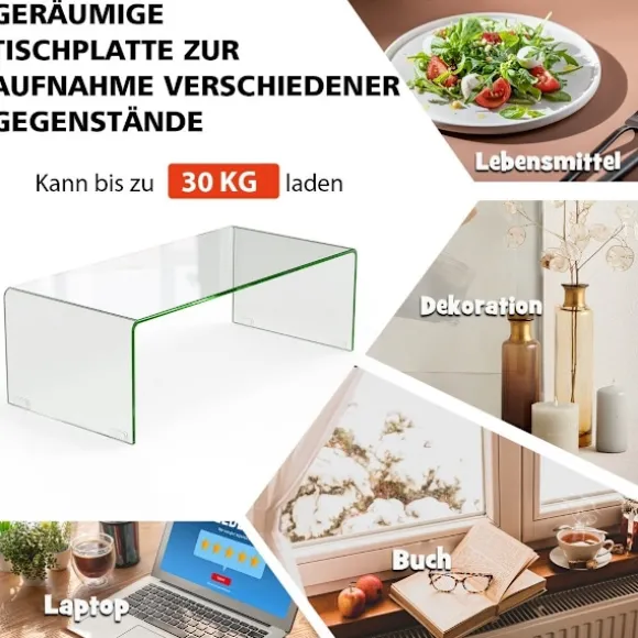 Sofabord glasbord U-formet sidebord lavet af hærdet glas 108 x 50 x 35 cm