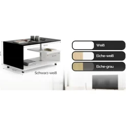 Sofabord, hvid/sort, 95x55x50cm, moderne design