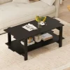 Sofabord i 2 niveauer COSTWAY, Lameltræ, Opbevaringshylde, Rektangulært Accentbord Maksimal belastning 120 KG, Sort