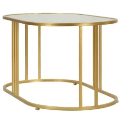 Sofabord, marmorlignende bordplade, 90x50x45 cm