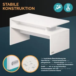 Sofabord med opbevaring, hvid, 92x51x48cm