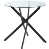 Sofabord Rundt Glasbord, Sort, Sidebord Med Sikkerhedsglas & Metalstel, 80X80X75 Cm